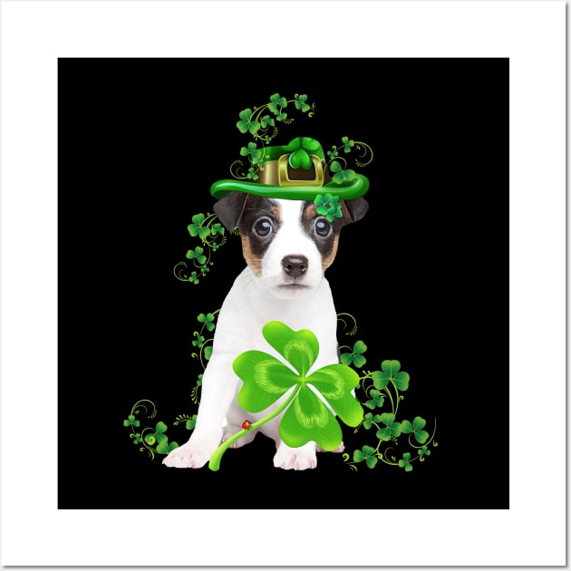 Lucky Jack Russell Terrier Shamrock St Patrick's Day Wall Art by Brodrick Arlette Store